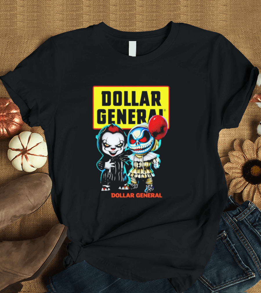Dollar General Halloween Pennywise And Jack Skellington Crossover T-Shirt
