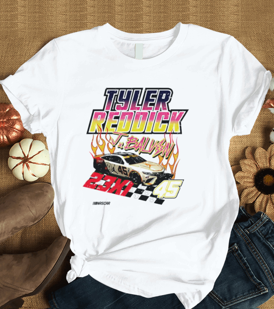 Tyler Reddick J Balvin 23XI Racing NASCAR 45 Flames T-Shirt