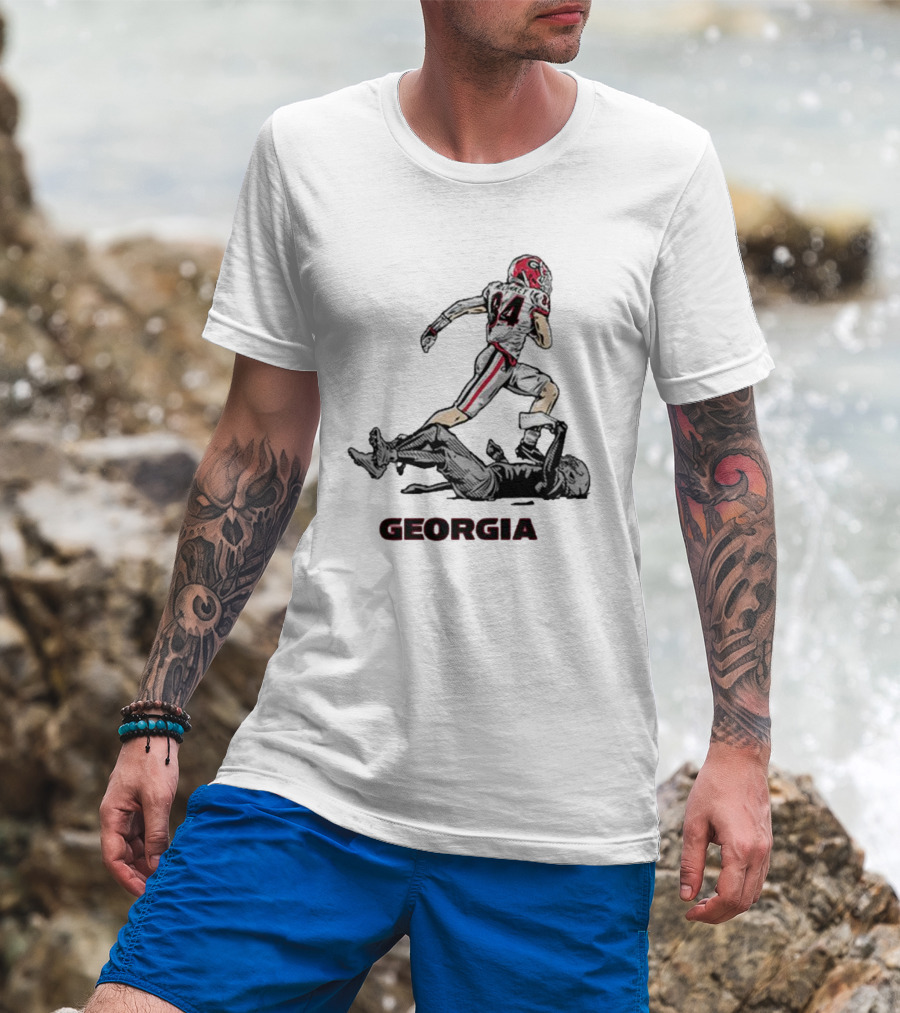 Georgia Football Ladd McConkey 84 Superstar Pose NIL T-Shirt