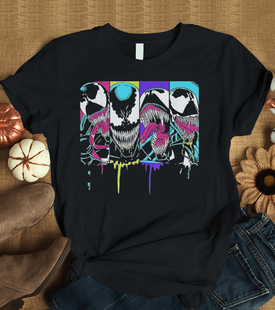 Retro Vintage Venom Symbiote Spider-Man Pop Art Panels T-Shirt