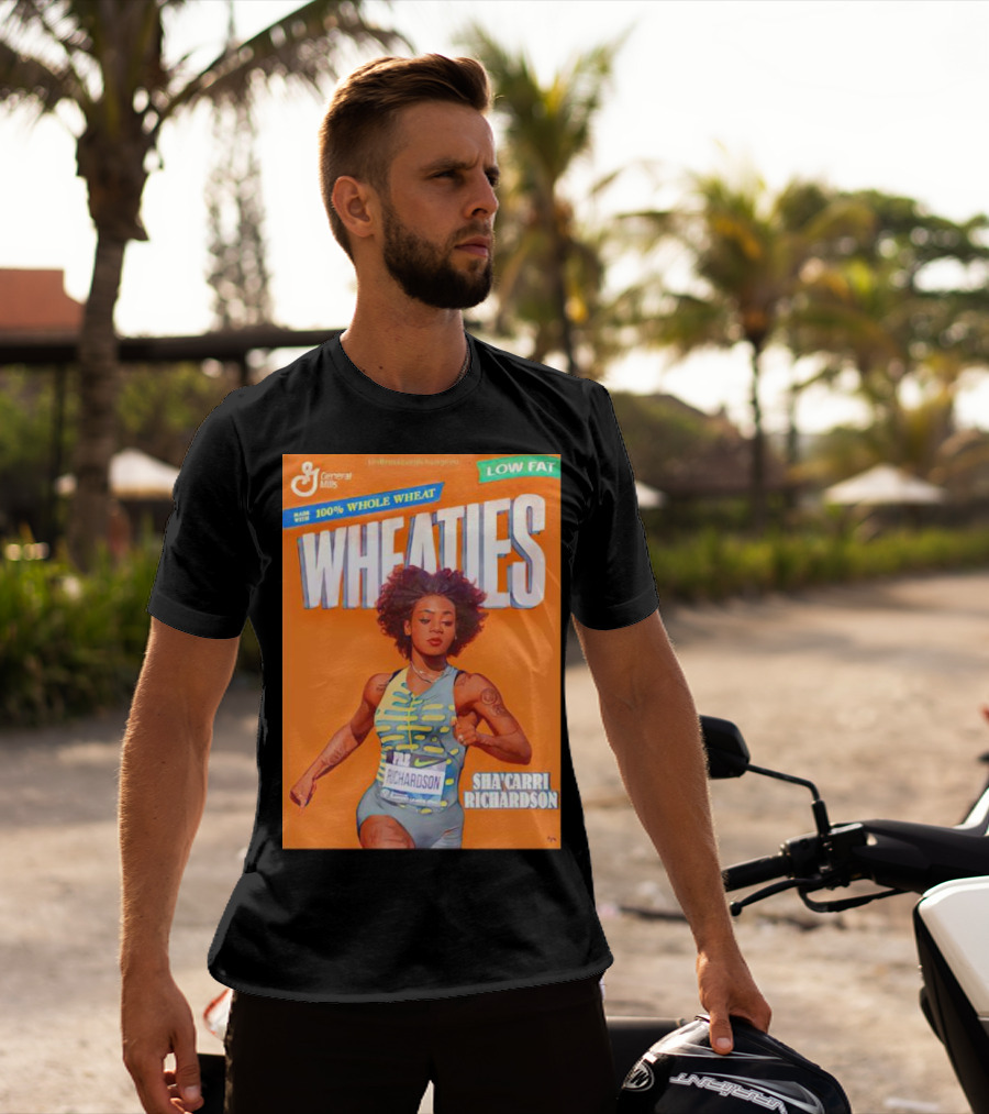 Sha’carri Richardson On Wheaties Box General Mills 100% Whole Wheat Low Fat T-Shirt