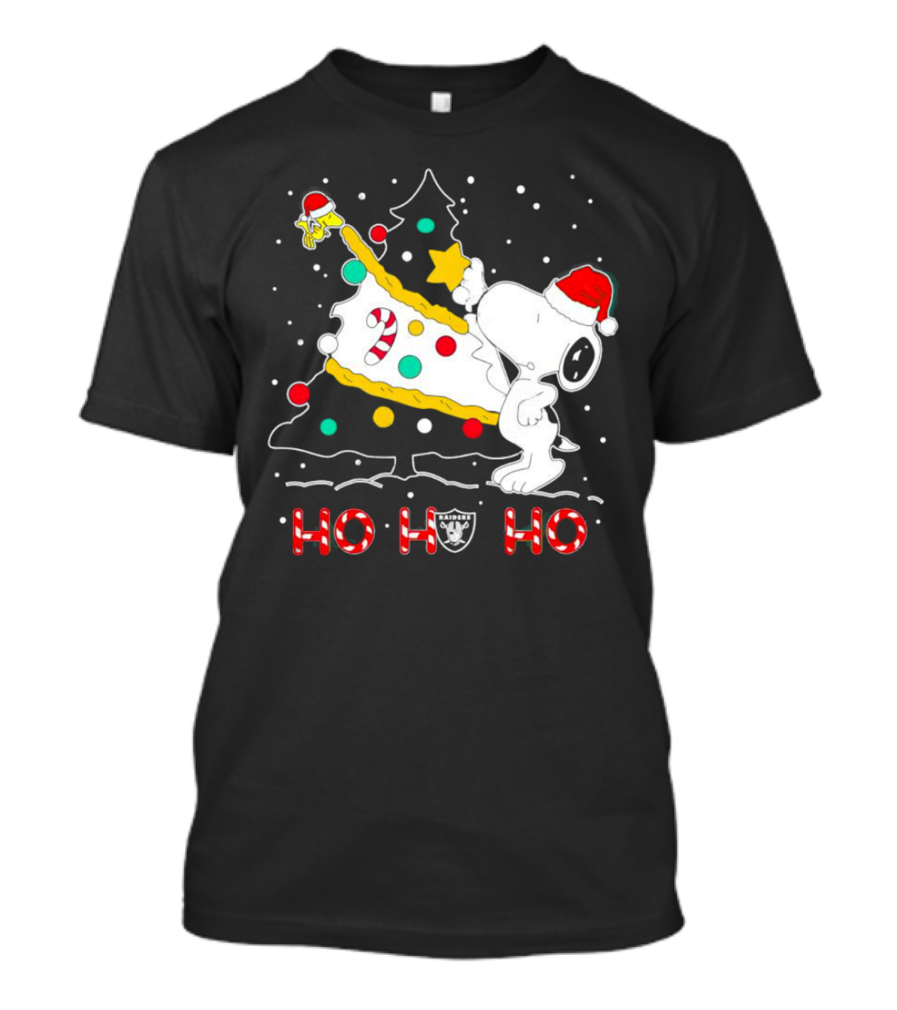 Snoopy Woodstock Las Vegas Raiders Christmas Ho Ho Ho T-Shirt