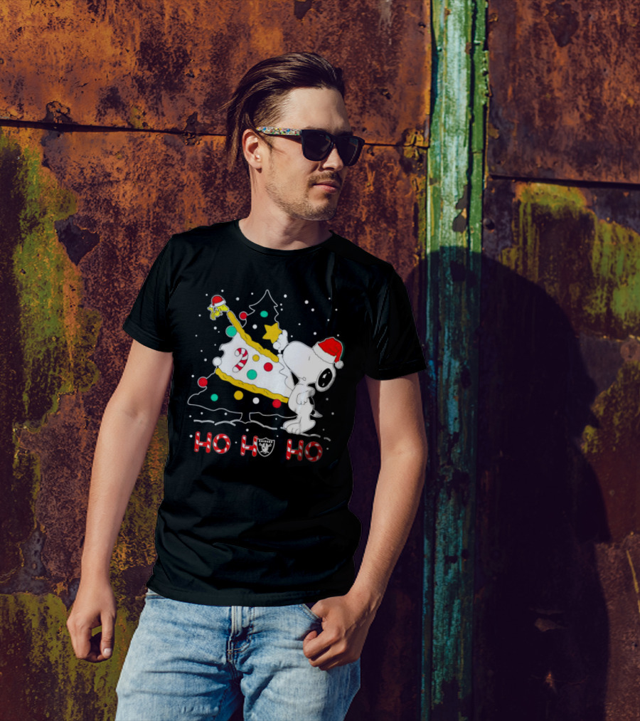 Snoopy Woodstock Las Vegas Raiders Christmas Ho Ho Ho T-Shirt