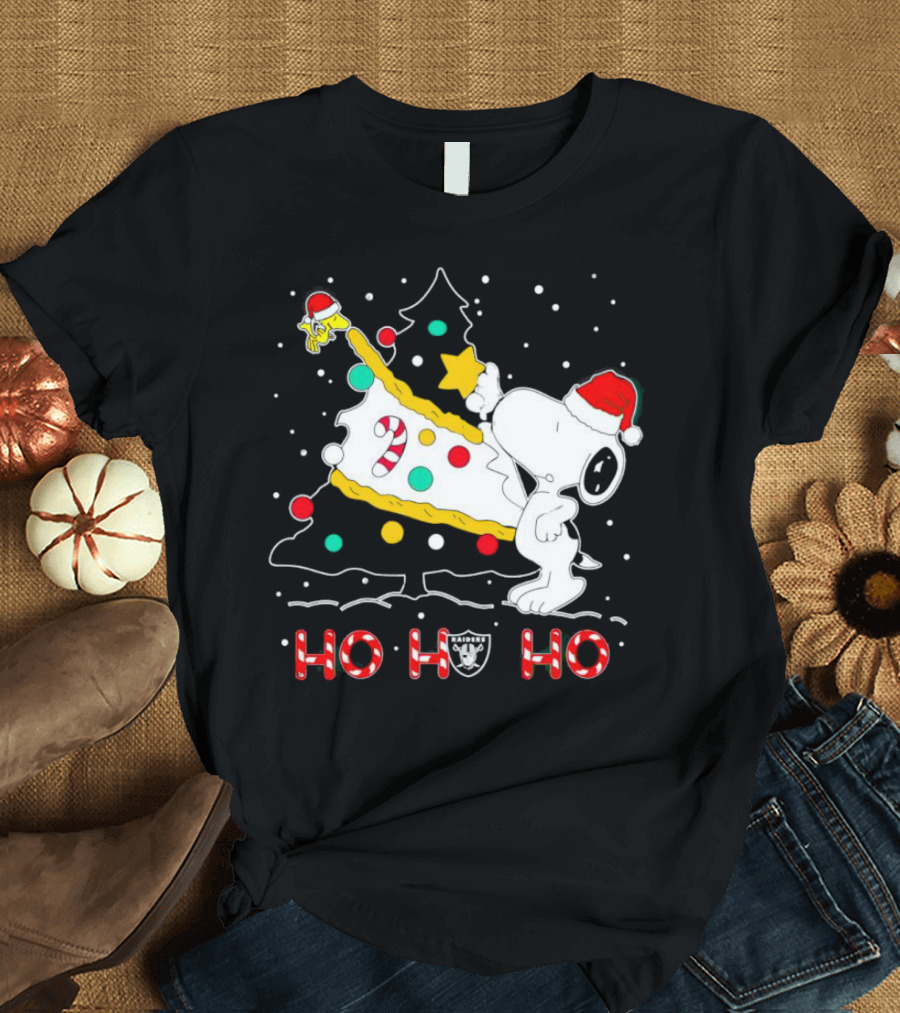 Snoopy Woodstock Las Vegas Raiders Christmas Ho Ho Ho T-Shirt