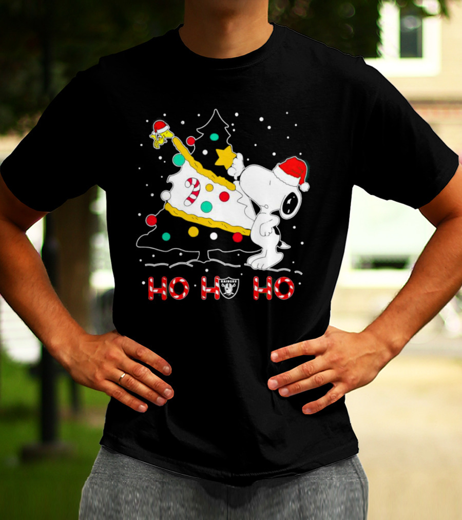 Snoopy Woodstock Las Vegas Raiders Christmas Ho Ho Ho T-Shirt