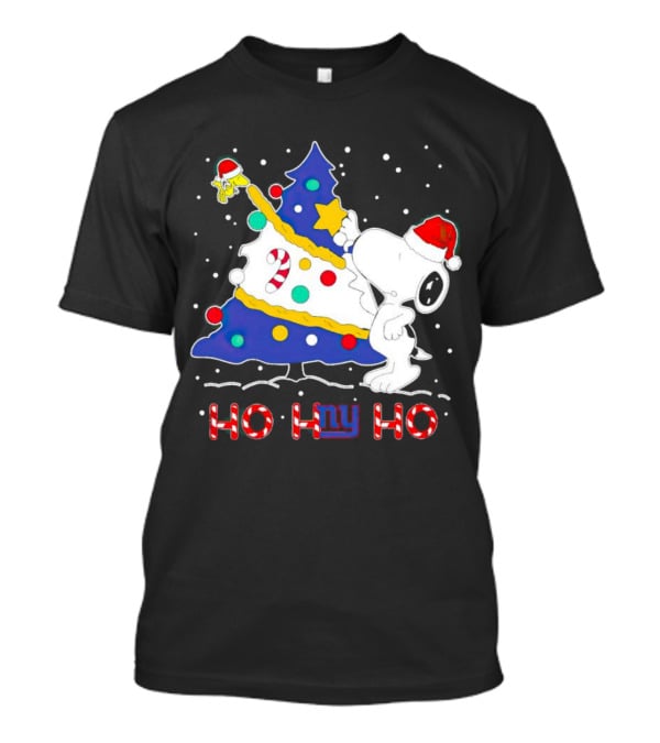 Snoopy Woodstock Christmas Tree Ho Ho Ho New York Giants T-Shirt