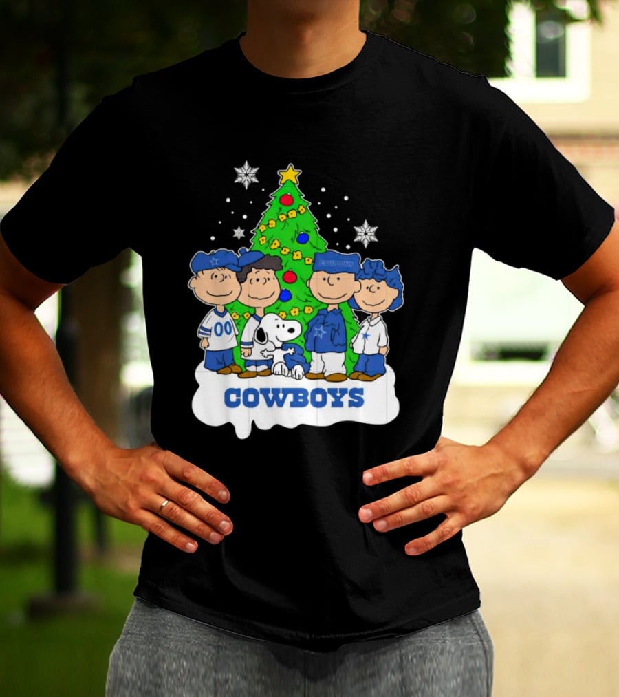 Peanuts Characters Dallas Cowboys Christmas Tree Cowboys T-Shirt