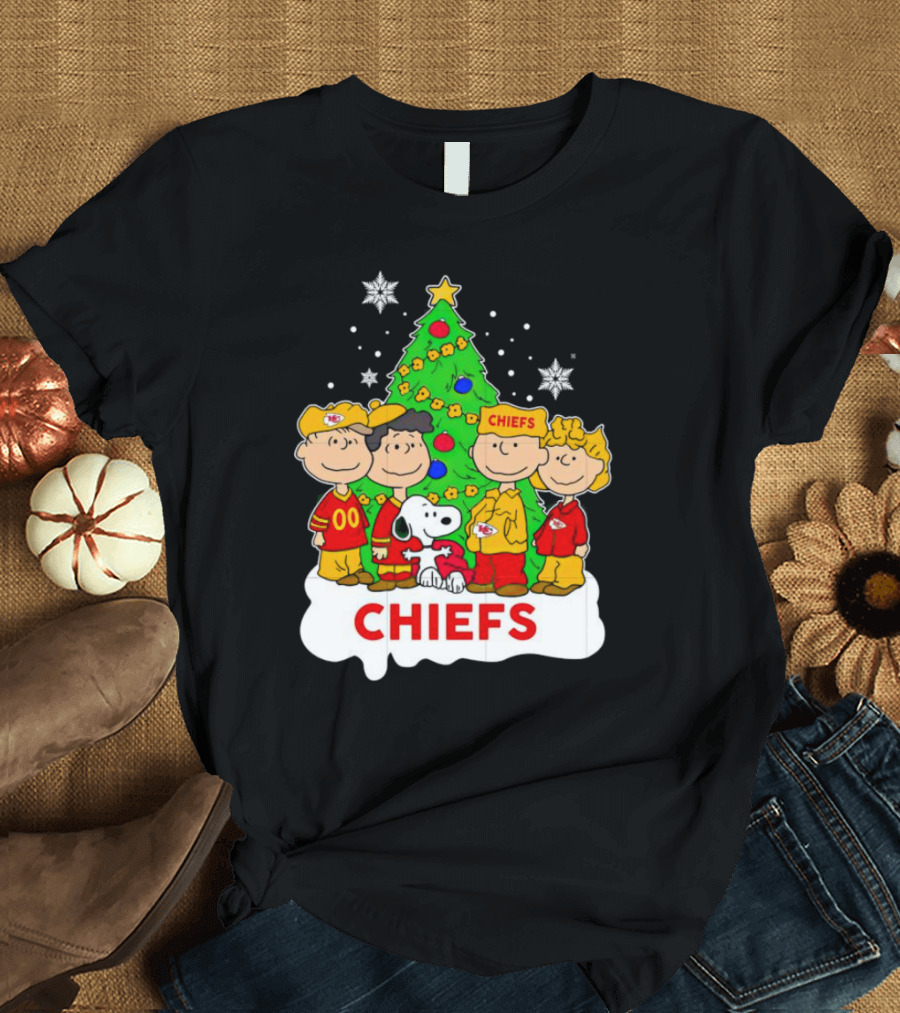 Peanuts Characters Chiefs Christmas Tree T-Shirt