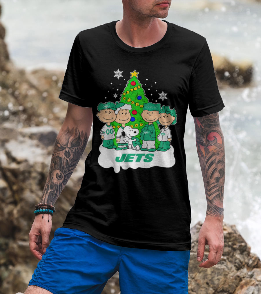 Peanuts Characters Jets Christmas Tree Holiday T-Shirt