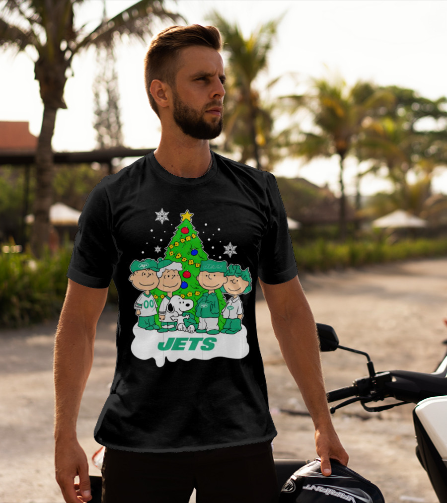 Peanuts Characters Jets Christmas Tree Holiday T-Shirt