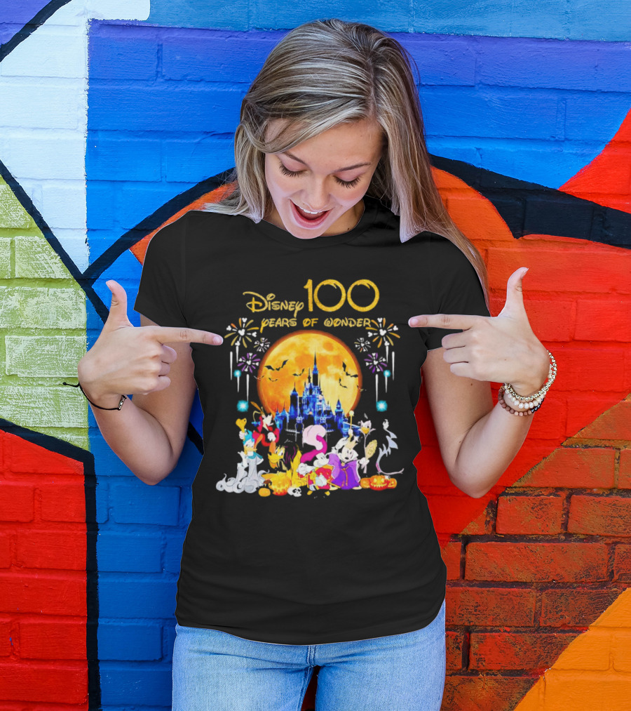 Disney 100 Years Of Wonder Halloween Castle And Characters T-Shirt