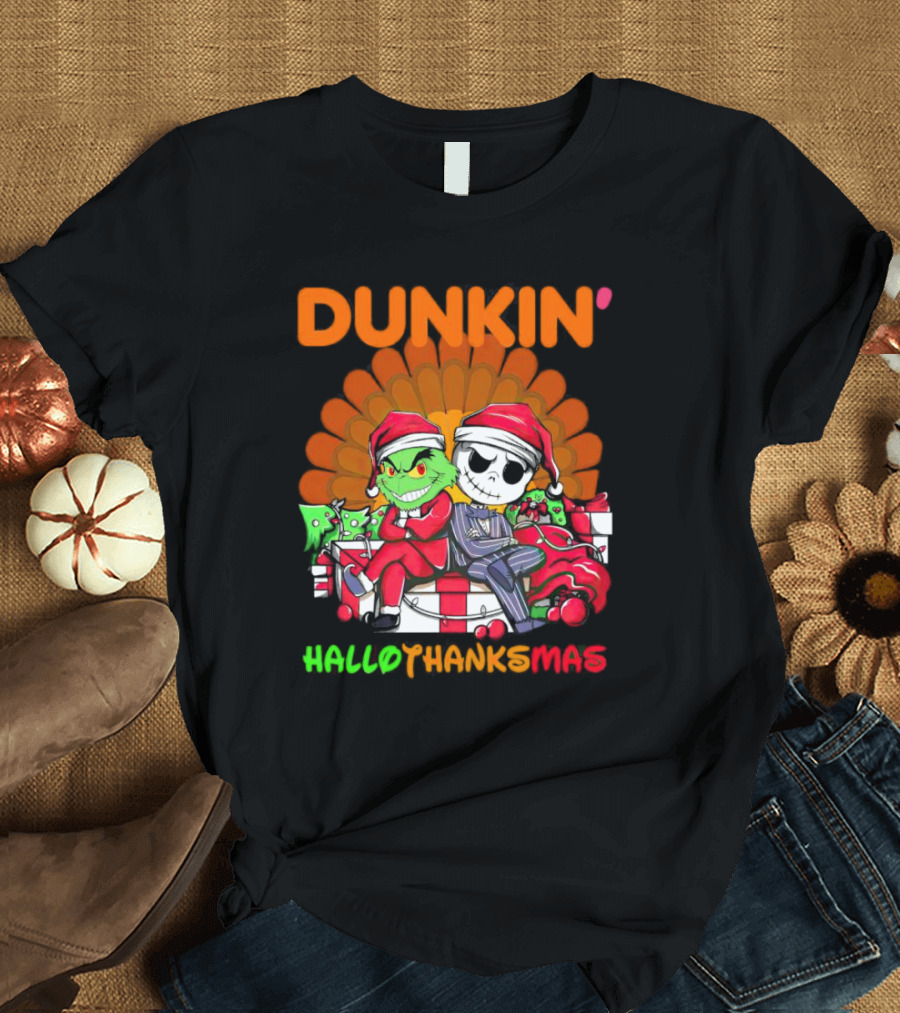 Grinch Jack Skellington Dunkin Hallo Thanks Mas T-Shirt