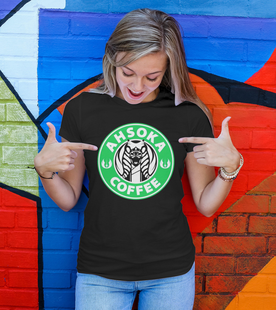 Ahsoka Coffee Star Wars Parody Logo Jedi Symbols T-Shirt