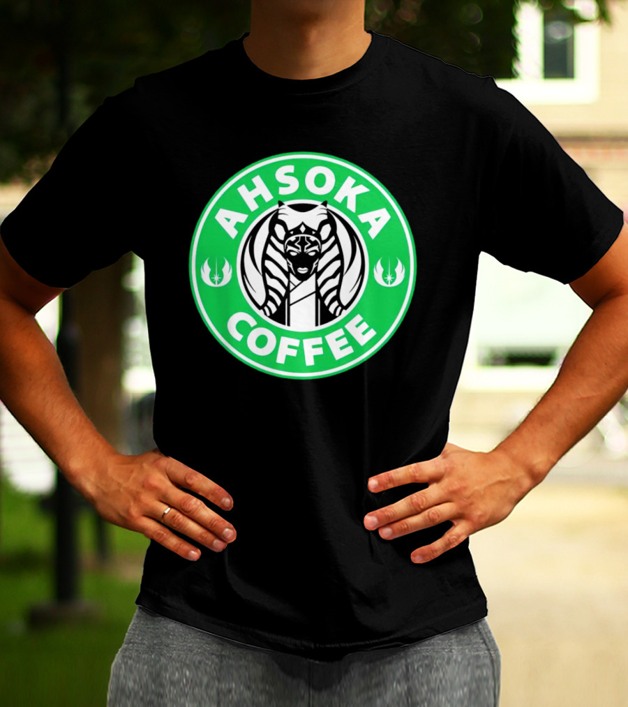 Ahsoka Coffee Star Wars Parody Logo Jedi Symbols T-Shirt