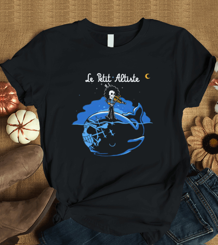 Le Petit Altiste Skeleton Violinist On Whale Under Moon T-Shirt