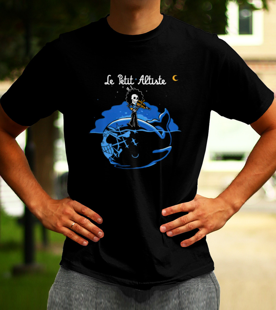 Le Petit Altiste Skeleton Violinist On Whale Under Moon T-Shirt