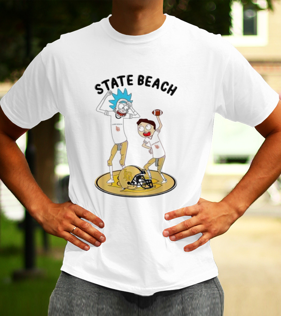 State Beach Long Beach Rick And Morty Dancing Football Helmet T-Shirt