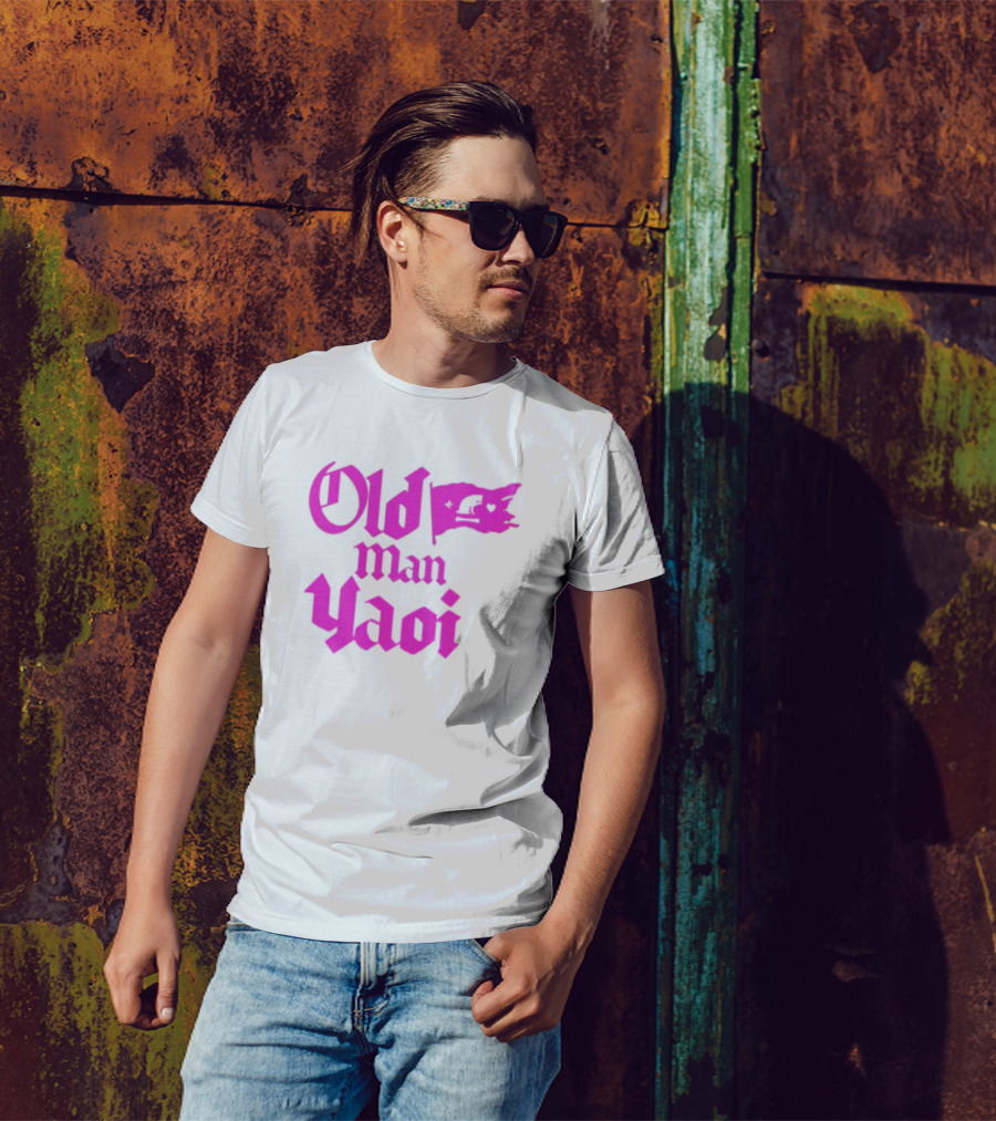 Old Man Yaoi Pink Gothic Text T-Shirt