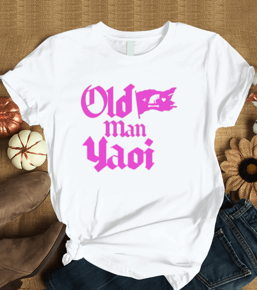 Old Man Yaoi Pink Gothic Text T-Shirt