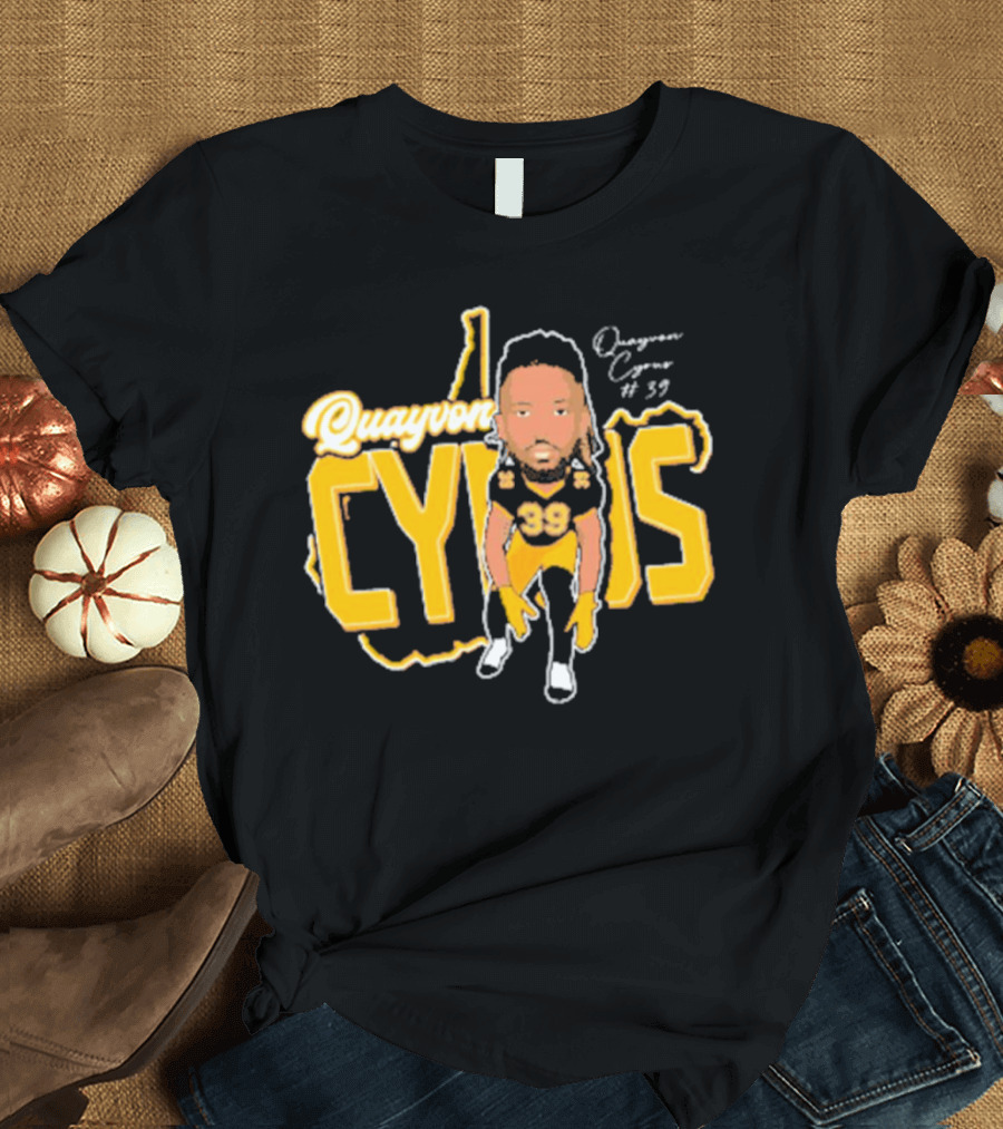 Quayvon Cyrus Caricature #39 Signature Football T-Shirt