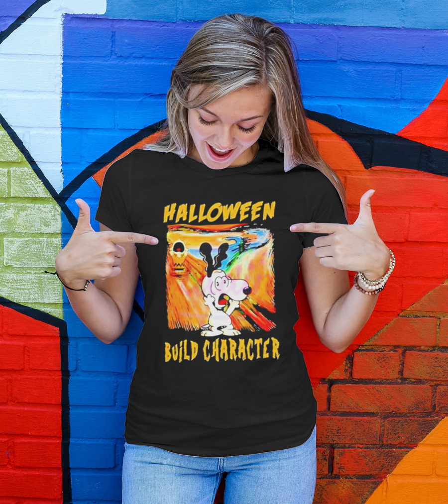 Halloween Build Character Snoopy Scream Painting T-Shirt