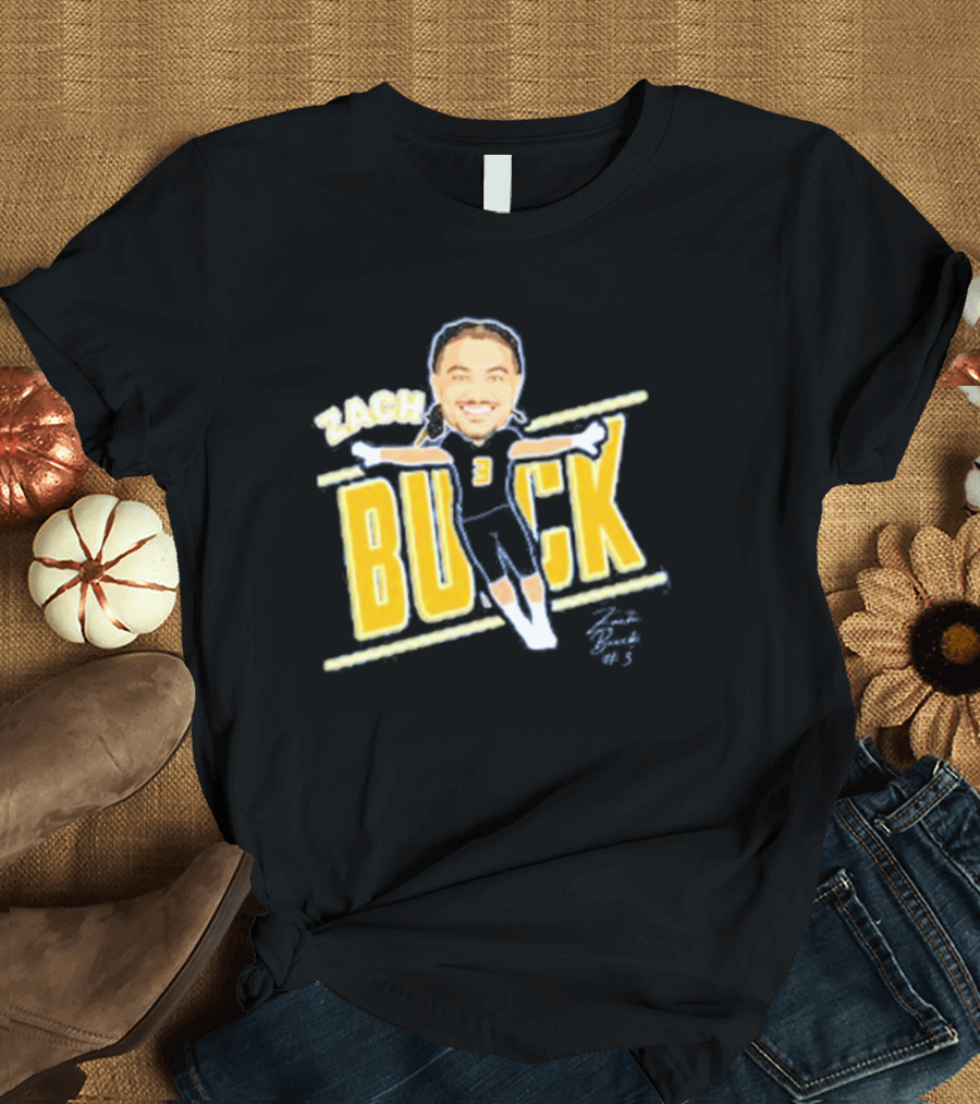 Zach Buick Caricature Signature Celebrating Number 3 T-Shirt