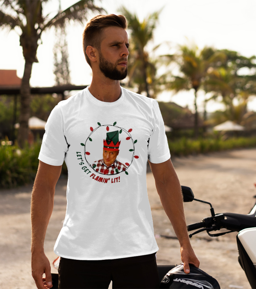 Let’s Get Flamin’ Lit Christmas Elf With Lights T-Shirt