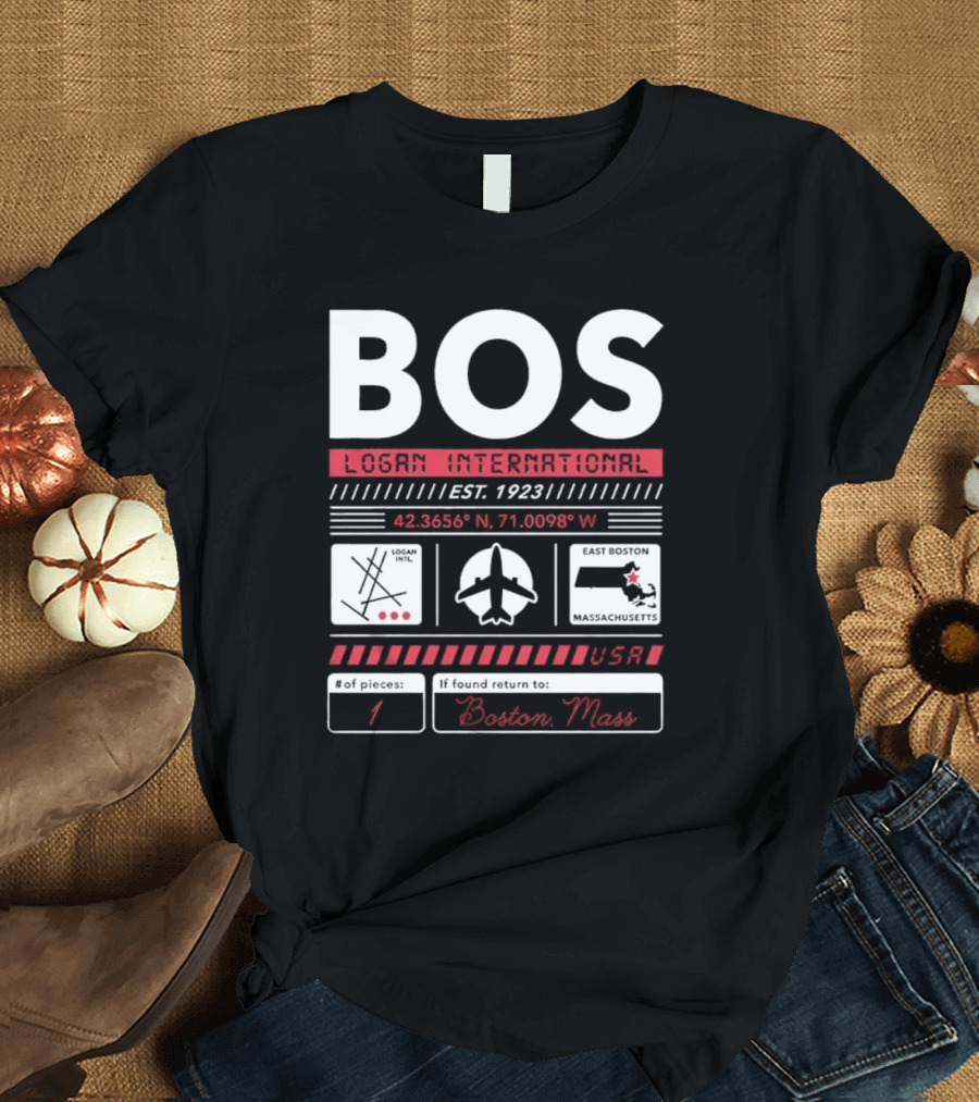 BOS Logan International Airport Est. 1923 Boston Massachusetts USA T-Shirt