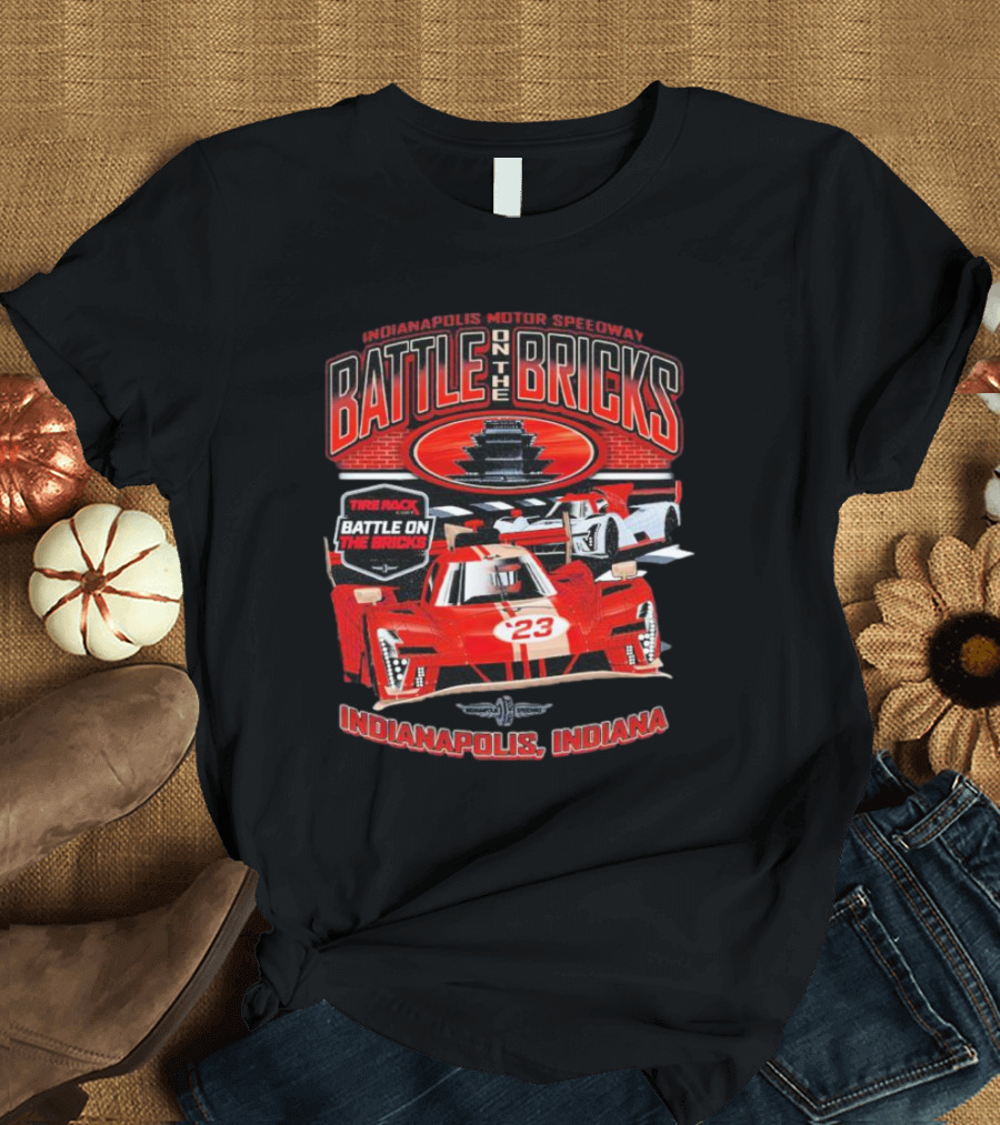 Indianapolis Motor Speedway Battle On The Bricks Racing Scene Indianapolis Indiana T-Shirt
