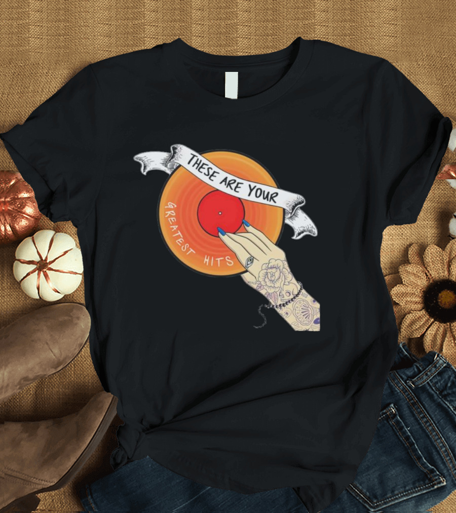 Men's Greatest Hits Vinyl Record Tattoo Hand T-Shirt