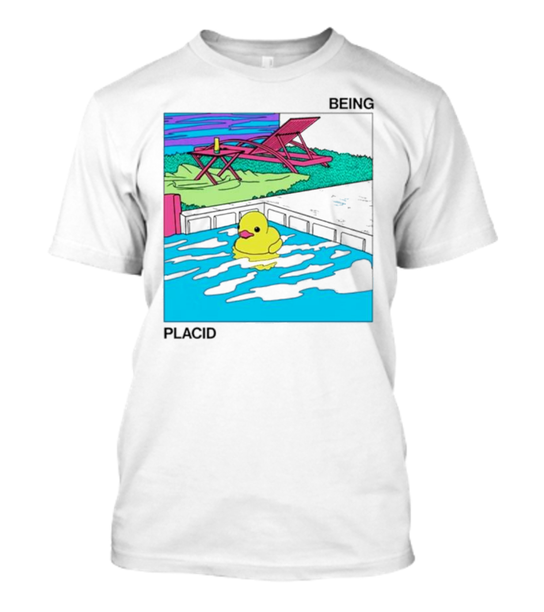 Being Placid Duck Pool Lounger Scene T-Shirt