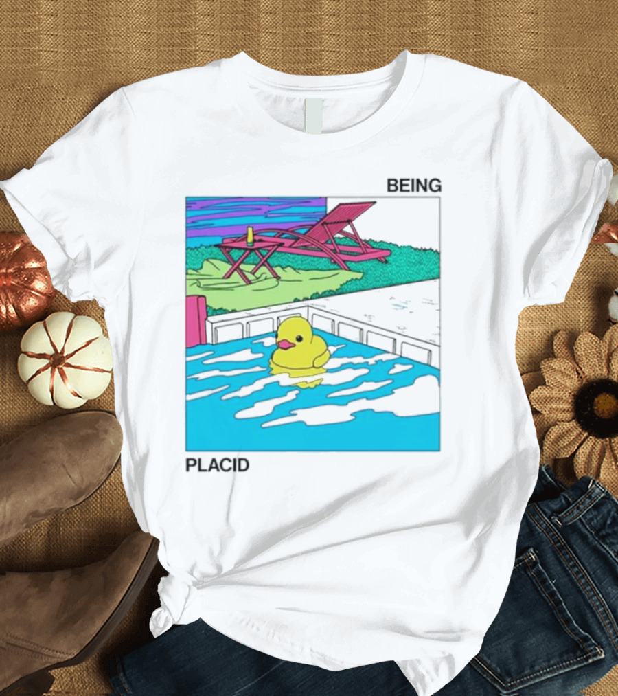 Being Placid Duck Pool Lounger Scene T-Shirt