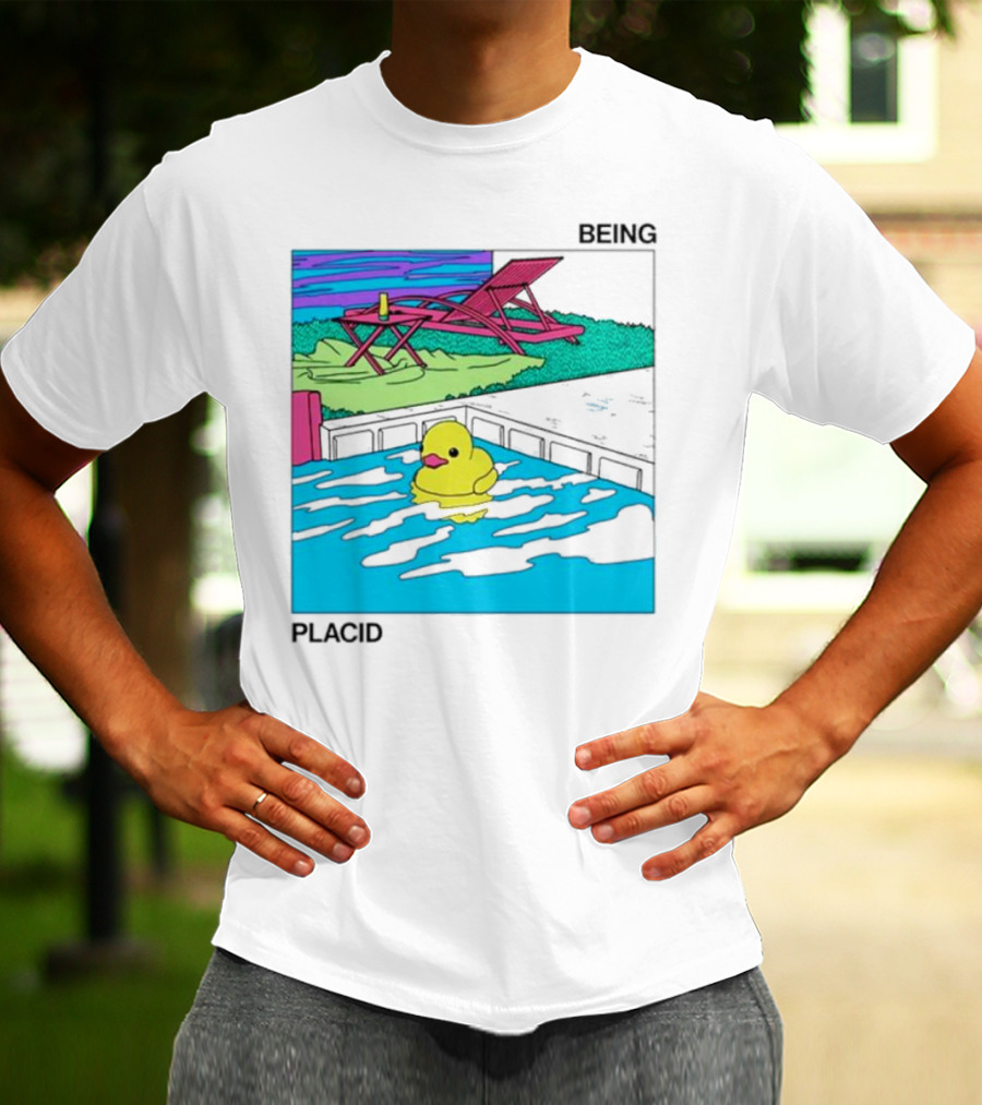 Being Placid Duck Pool Lounger Scene T-Shirt