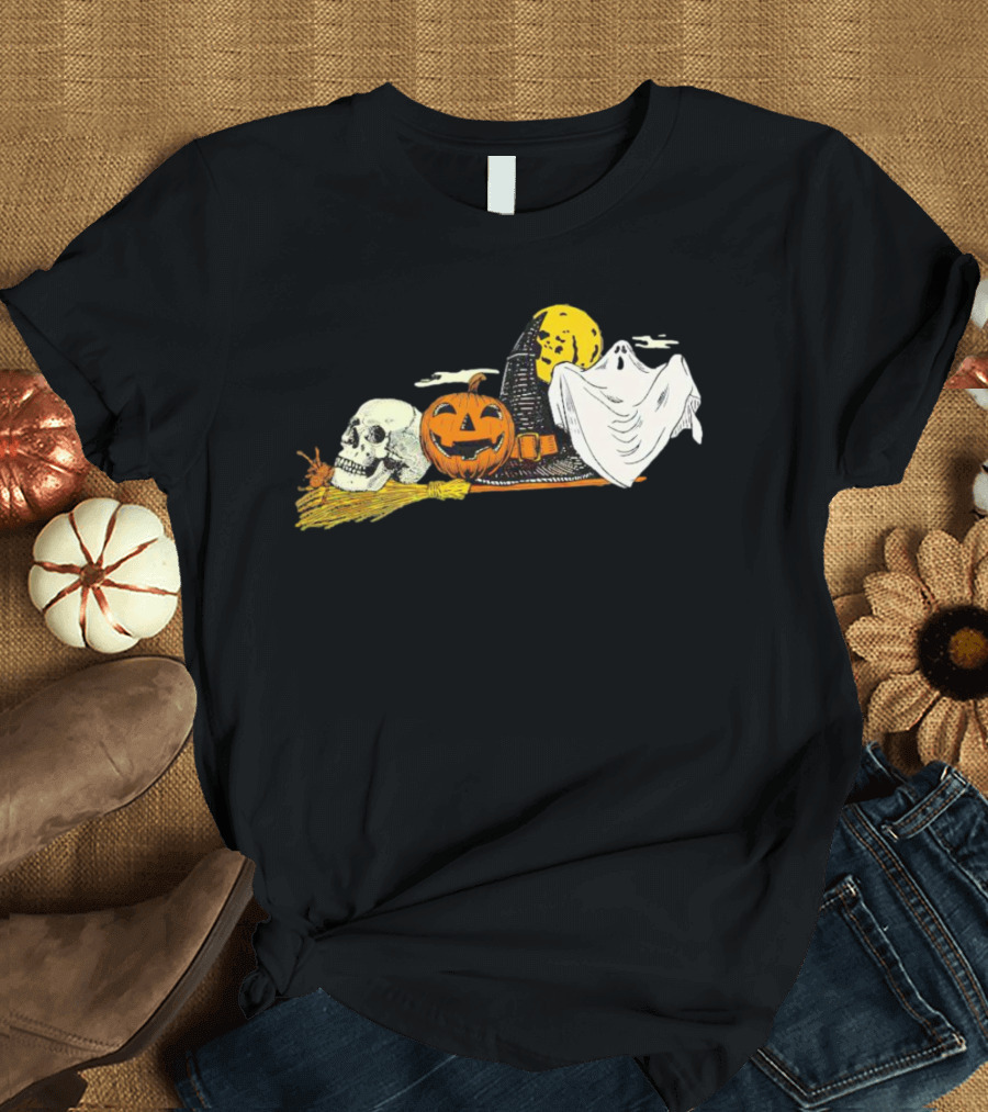 Vintage Kentucky Halloween Ghost Pumpkin Skull Moon T-Shirt