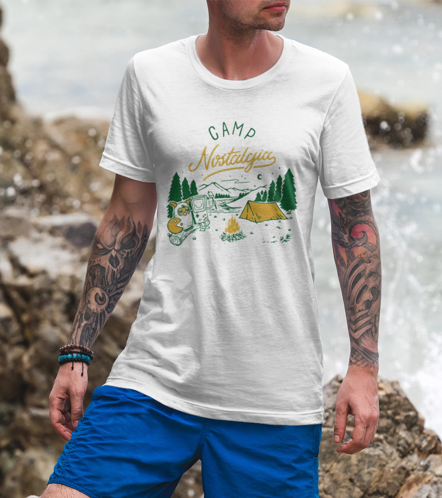 Camp Nostalgia Campfire Tent Forest Night Scene T-Shirt