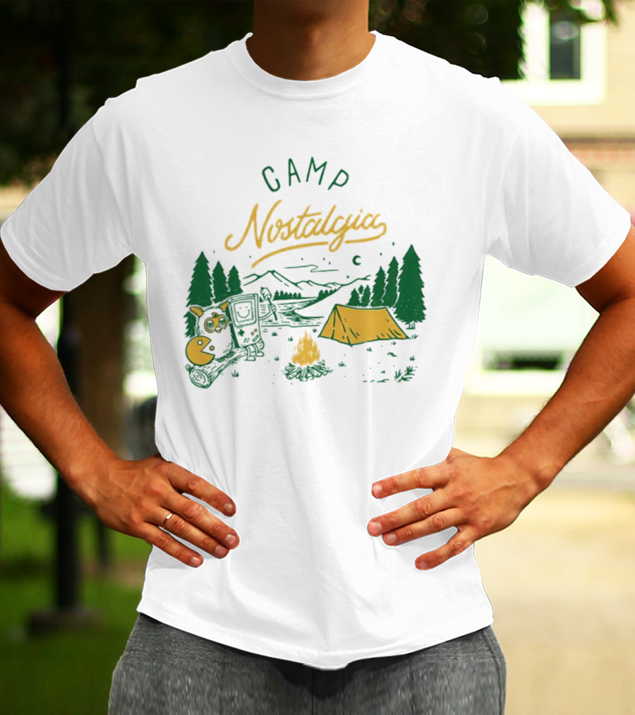 Camp Nostalgia Campfire Tent Forest Night Scene T-Shirt