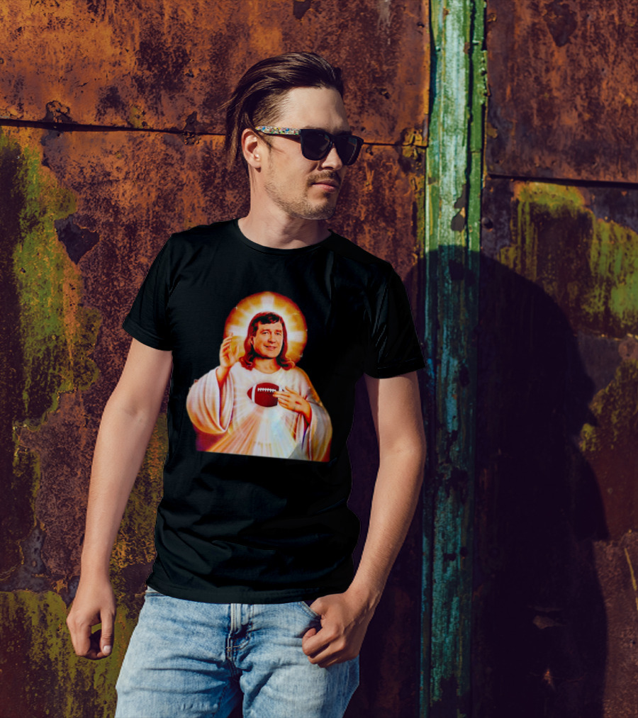 Church Of Smart Jesus With Football Halo T-Shirt