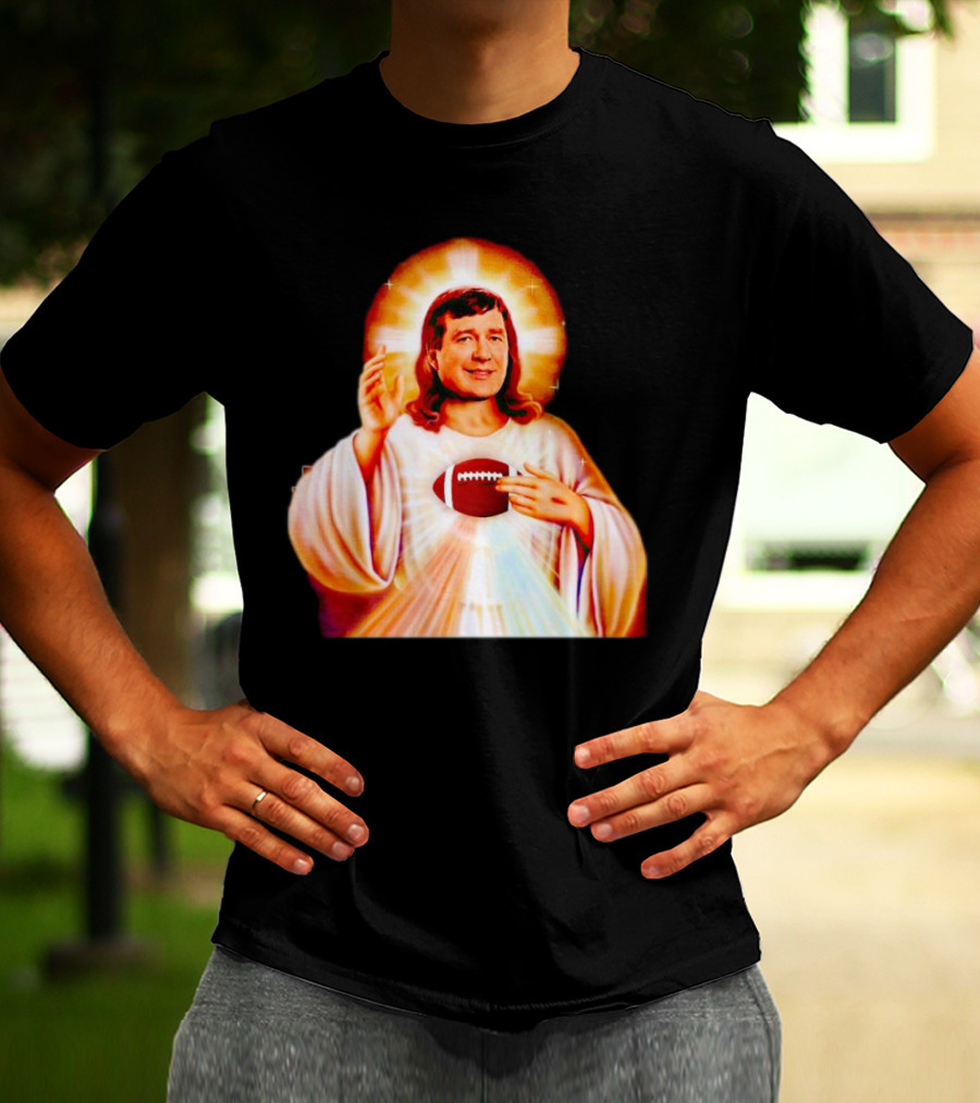 Church Of Smart Jesus With Football Halo T-Shirt