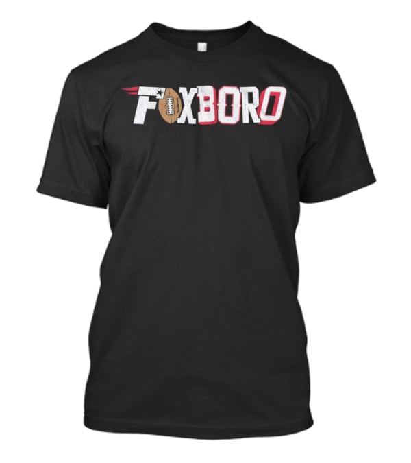 Foxboro Patriots Football Text Logo With Leather Football And Star T-Shirt