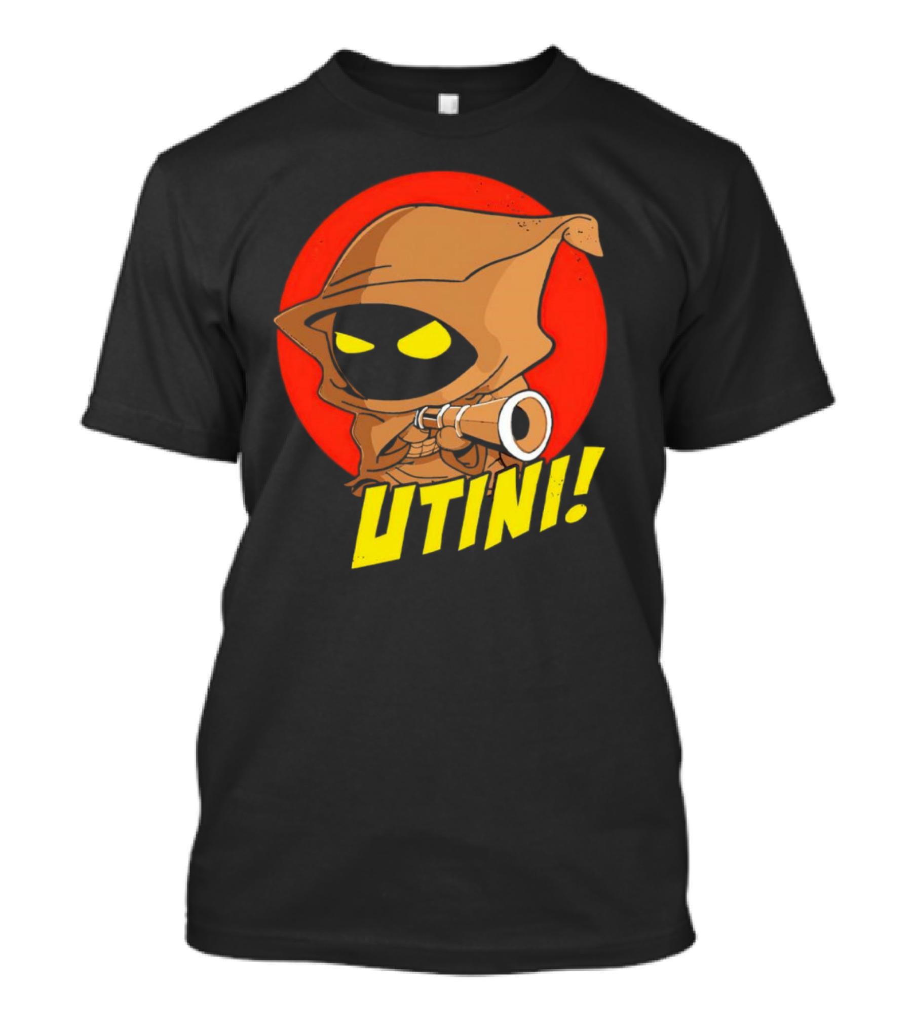Jawa Star Wars Utini Character With Hood And Yellow Eyes T-Shirt