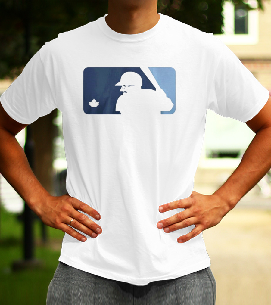 BlueJays Schneider Stache Batter Silhouette With Maple Leaf T-Shirt