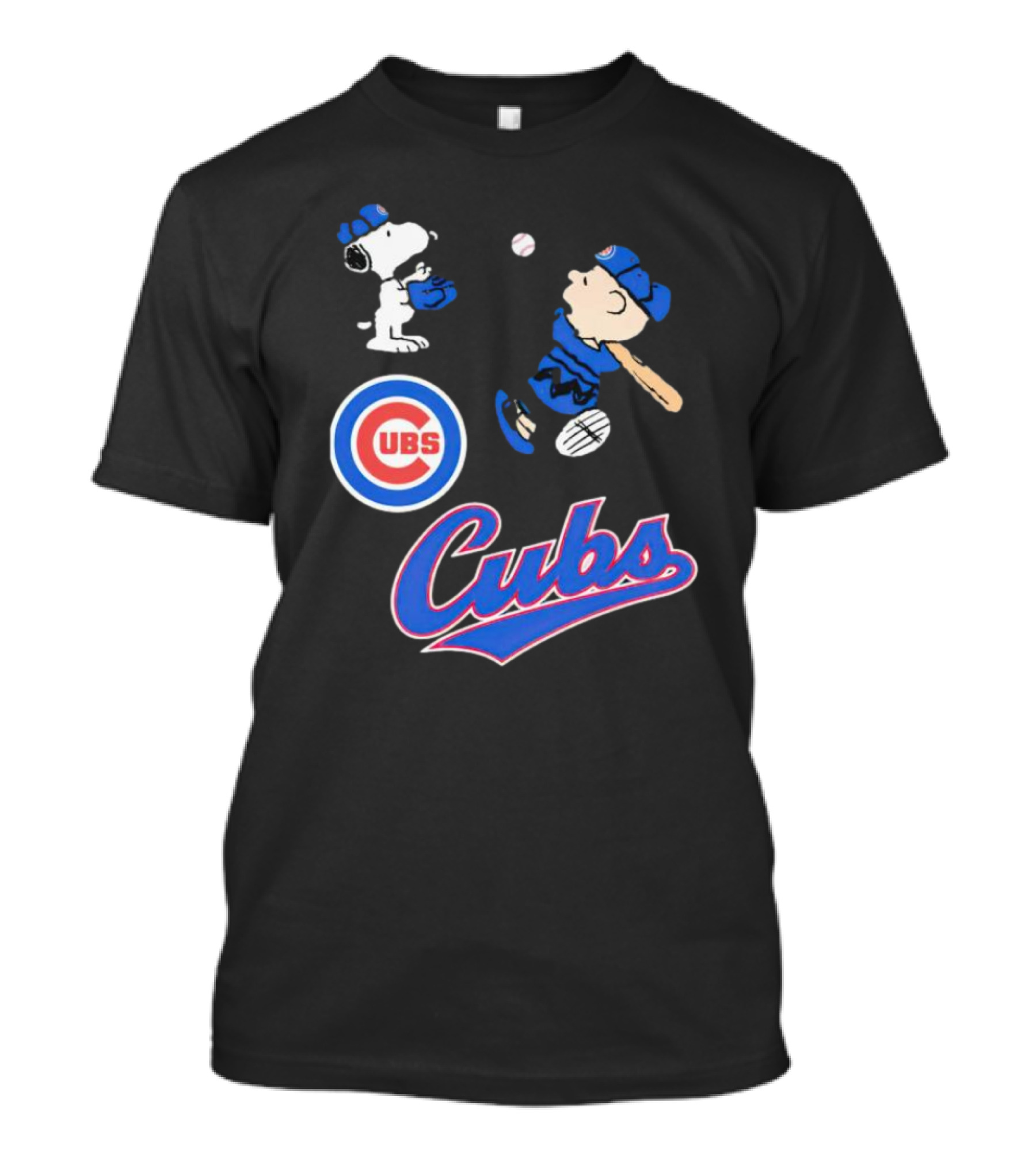 Snoopy And Charlie Brown In Chicago Cubs Baseball Uniforms T-Shirt