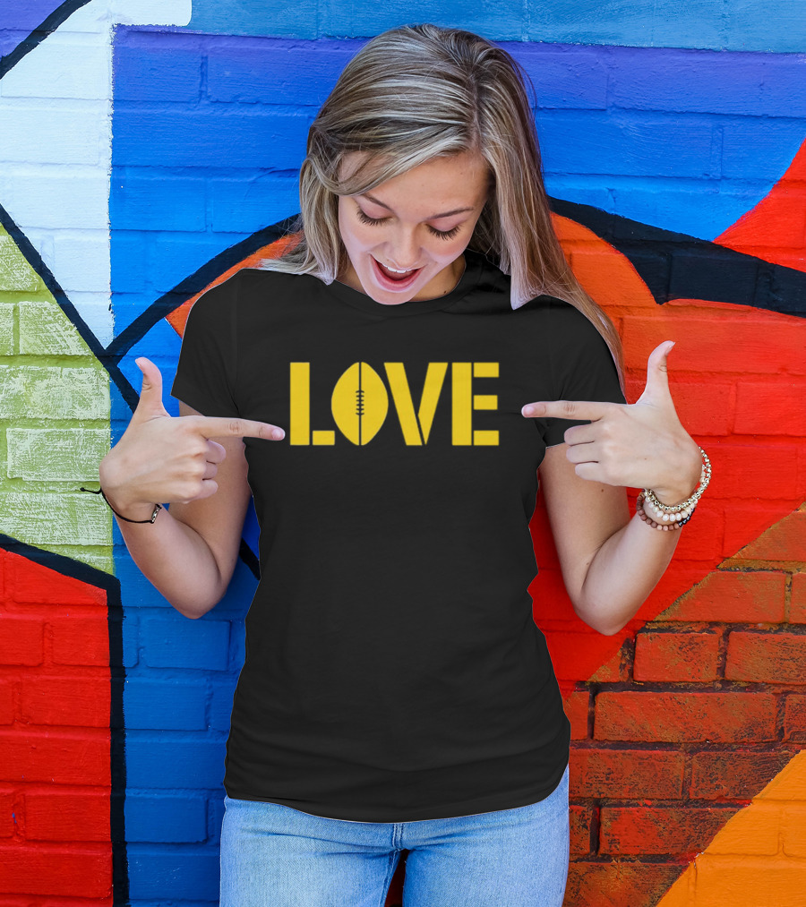 LOVE Football Vertical Stencil T-Shirt