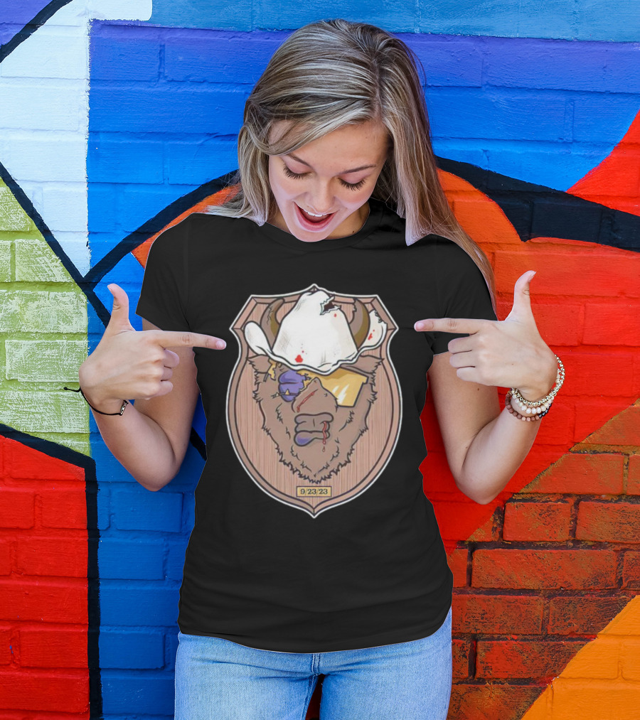 9/23/23 Cowboy Bison Face Shield T-Shirt