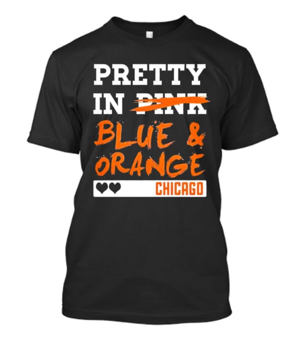 Pretty Blue And Orange Chicago Hearts T-Shirt