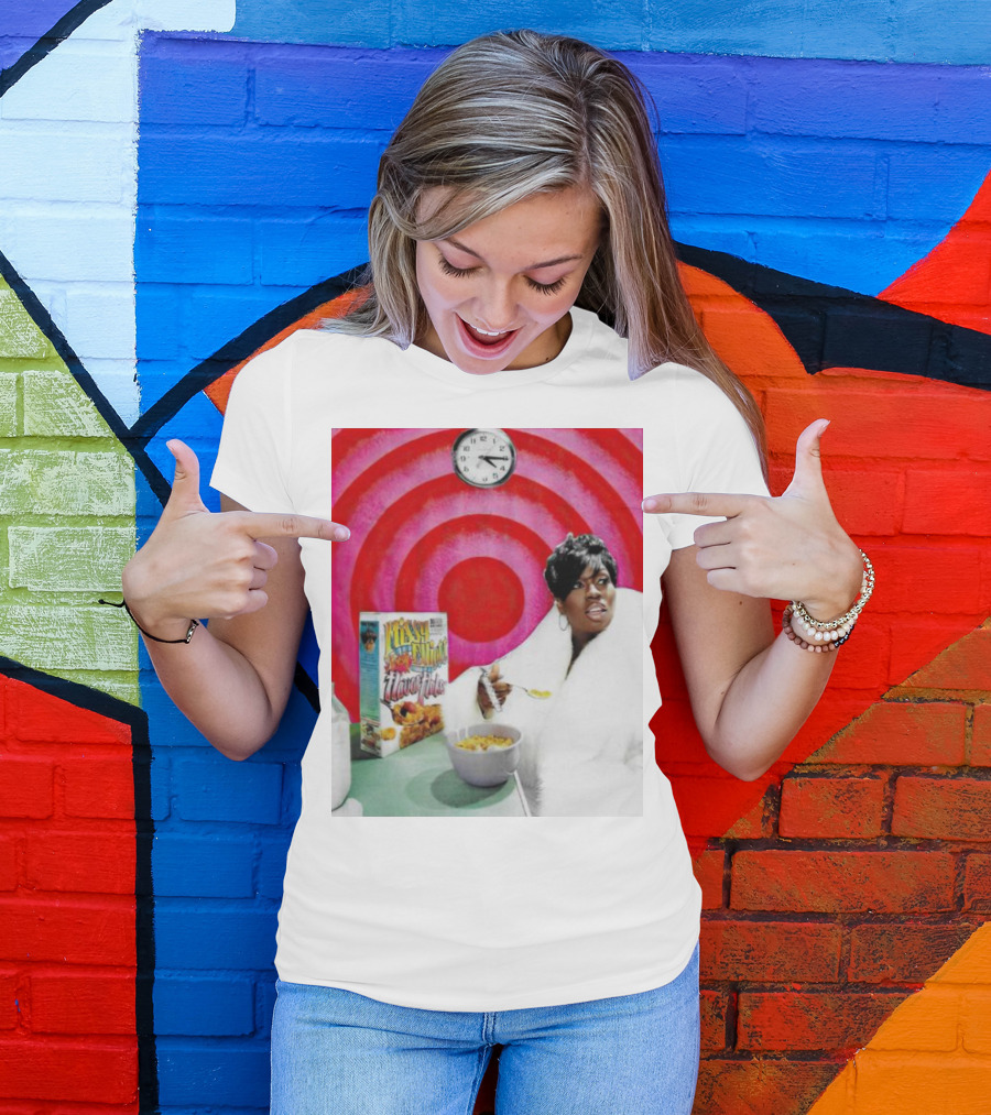 Missy Elliott Flav•O•Fleks Cereal With Red Spiral Clock Background T-Shirt