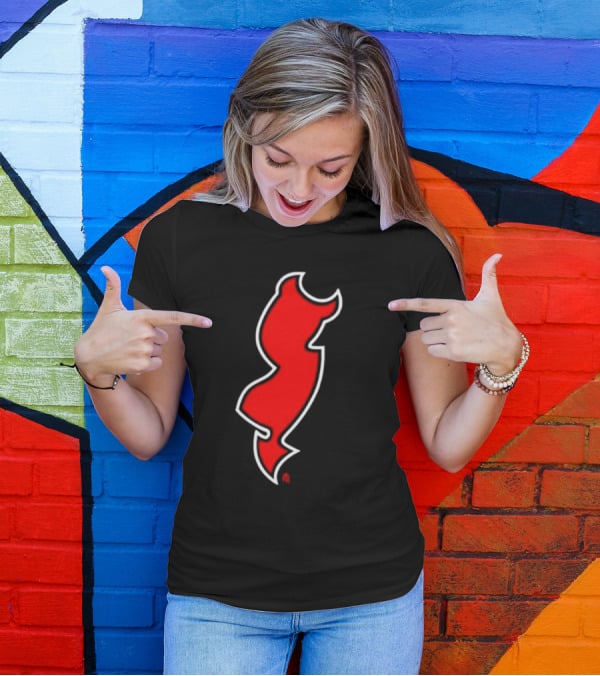 NJ Devils Inspired Red Silhouette Tail T-Shirt