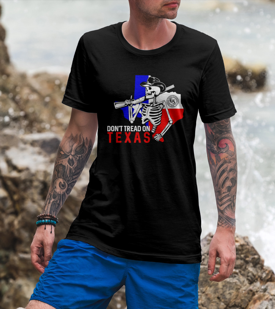 Don't Tread On Texas Skeleton Cowboy State Guard Seal T-Shirt