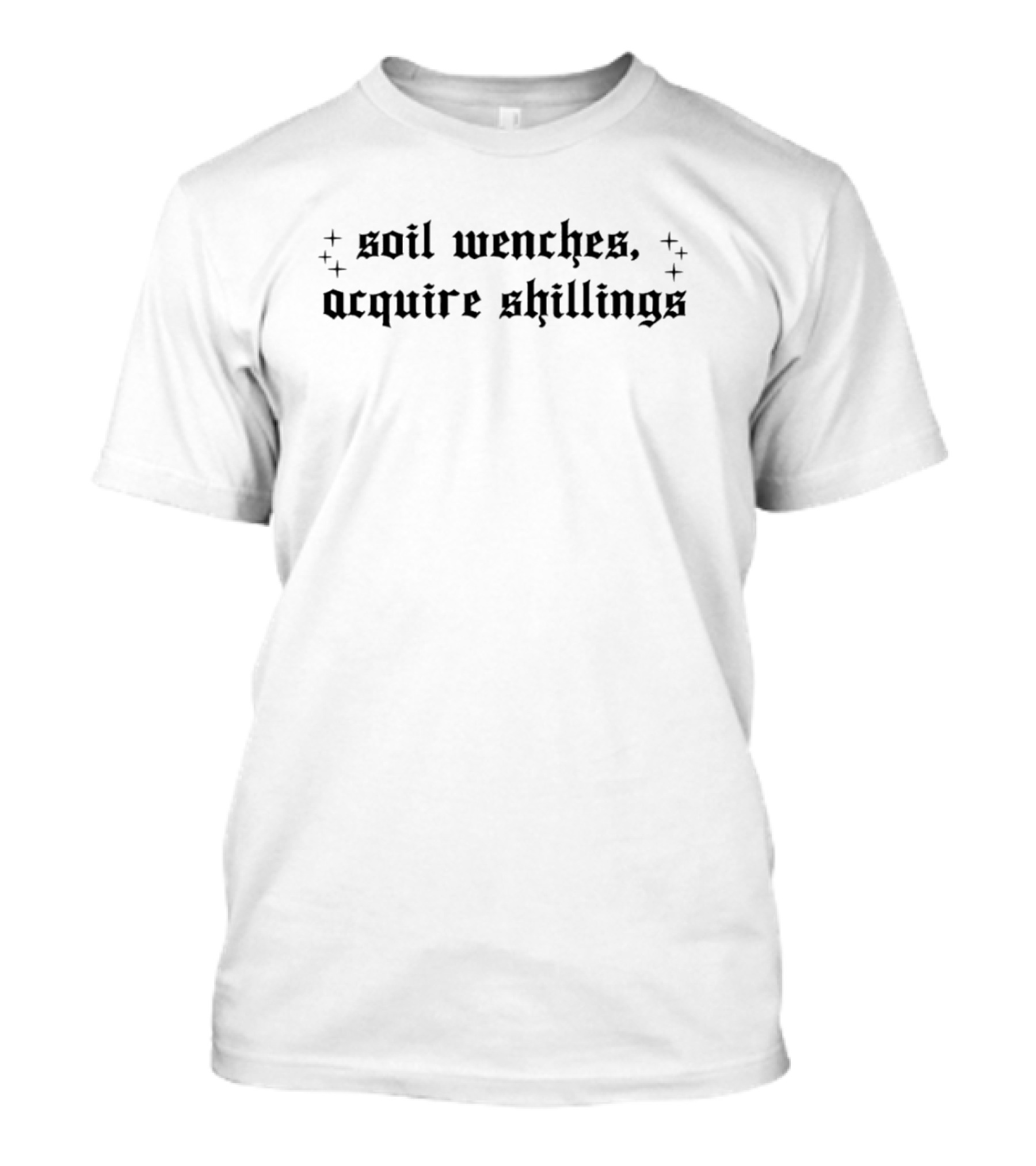 Soil Wenches Acquire Shillings Medieval Text T-Shirt