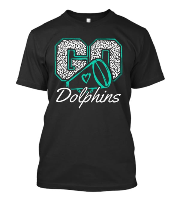GO Dolphins Cheer Megaphone Heart T-Shirt